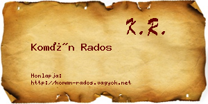 Komán Rados névjegykártya